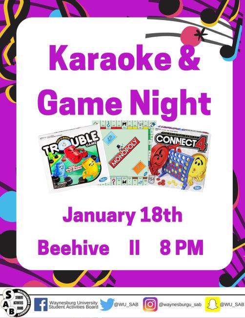 Waynesburg University Karaoke & Game Night